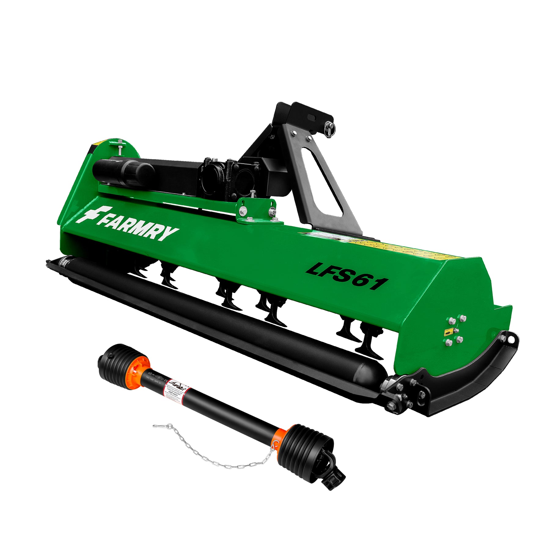 3 Point 61" Flail Mower, PTO Powered 15-35HP Mowing Attachment for Category 1 Tractors, LFS61 Green
