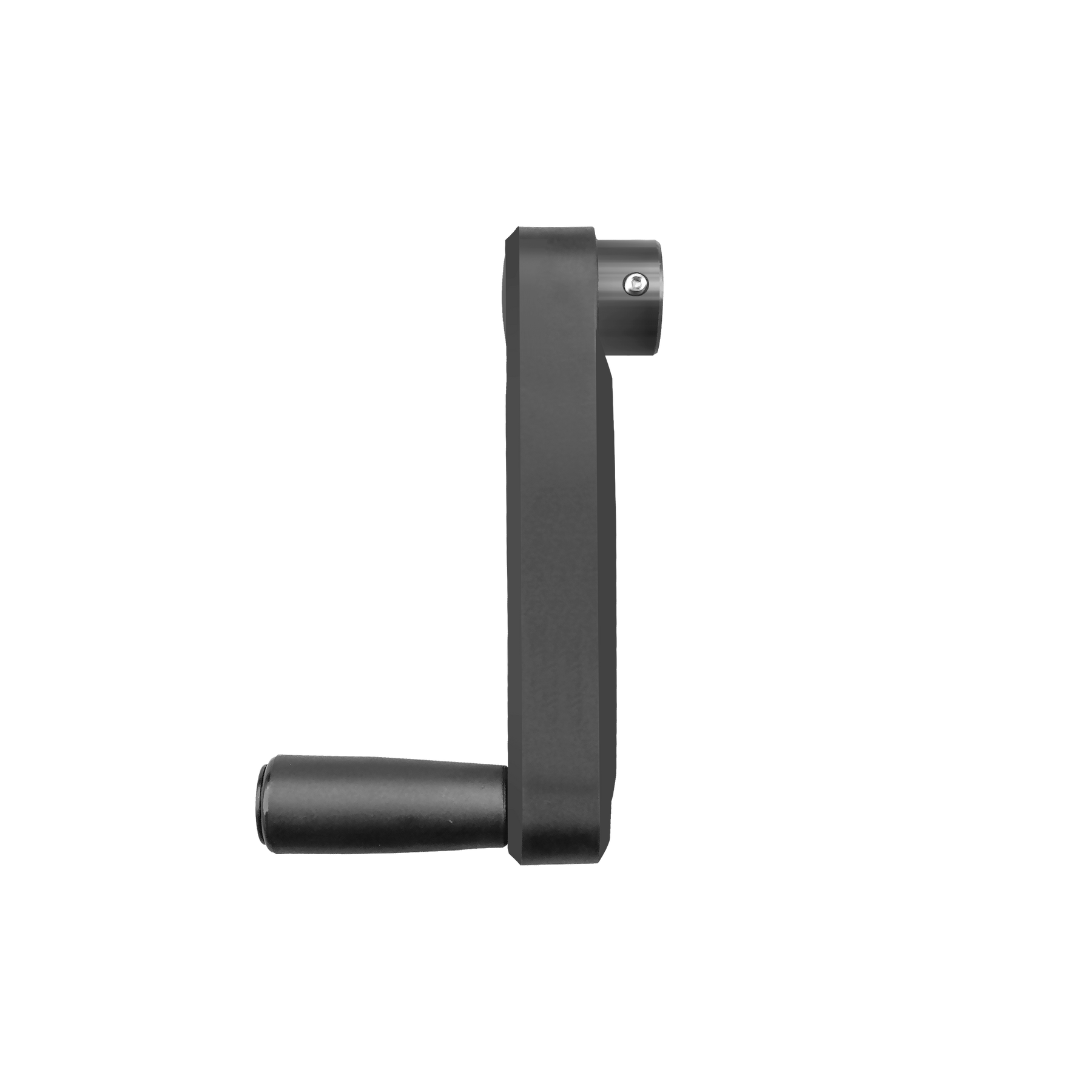 The farmry Snow Blower Hand Crank Handle (manual chute rotator for SSB60/72/84, TSB48/60/72/84, SKU:104401A-104304A) is shown from the side with a black cylindrical grip on a plain white background.