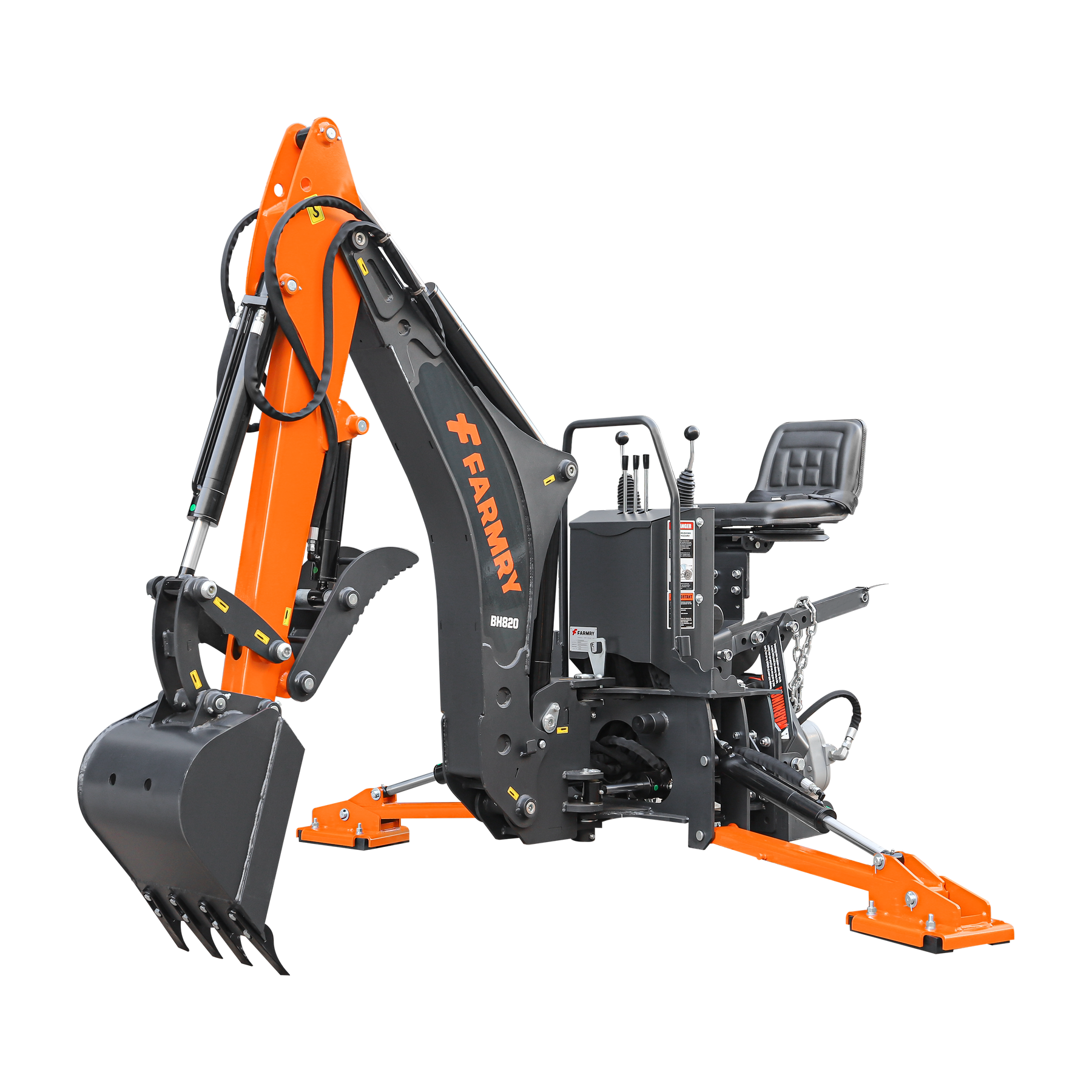 8 '2 " Tractor  Backhoe with Curved Boom, 15" Bucket, Hydraulic Grapple Thumb, Self-Contained Gear Pump&Hydraulic Reservoir included, for 30-65 HP, Cat 1&2 Hookup, BH820