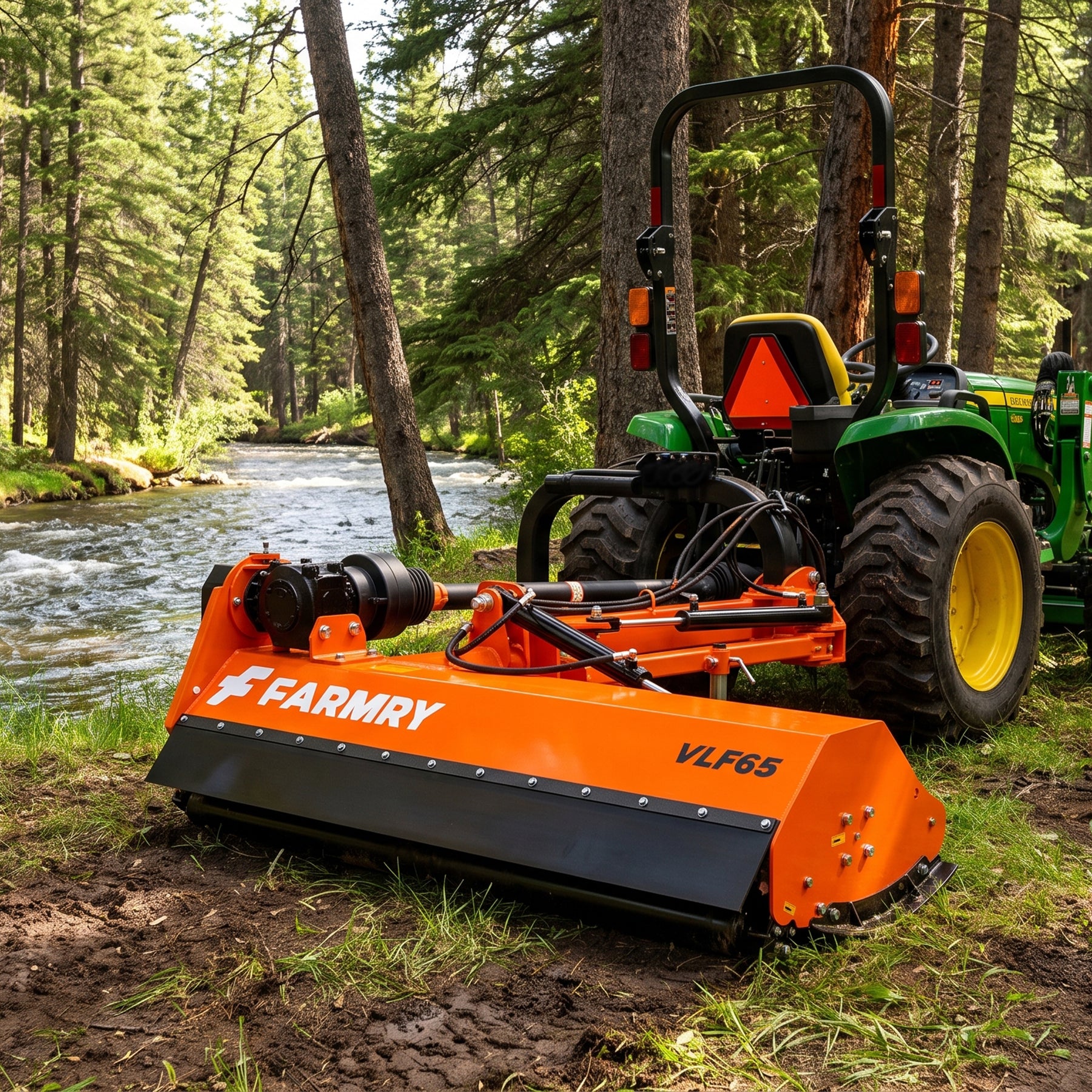 3 Point 65" Offset Flail Ditch Bank Mower for Category 1 Tractors, 25-45HP, VLF65