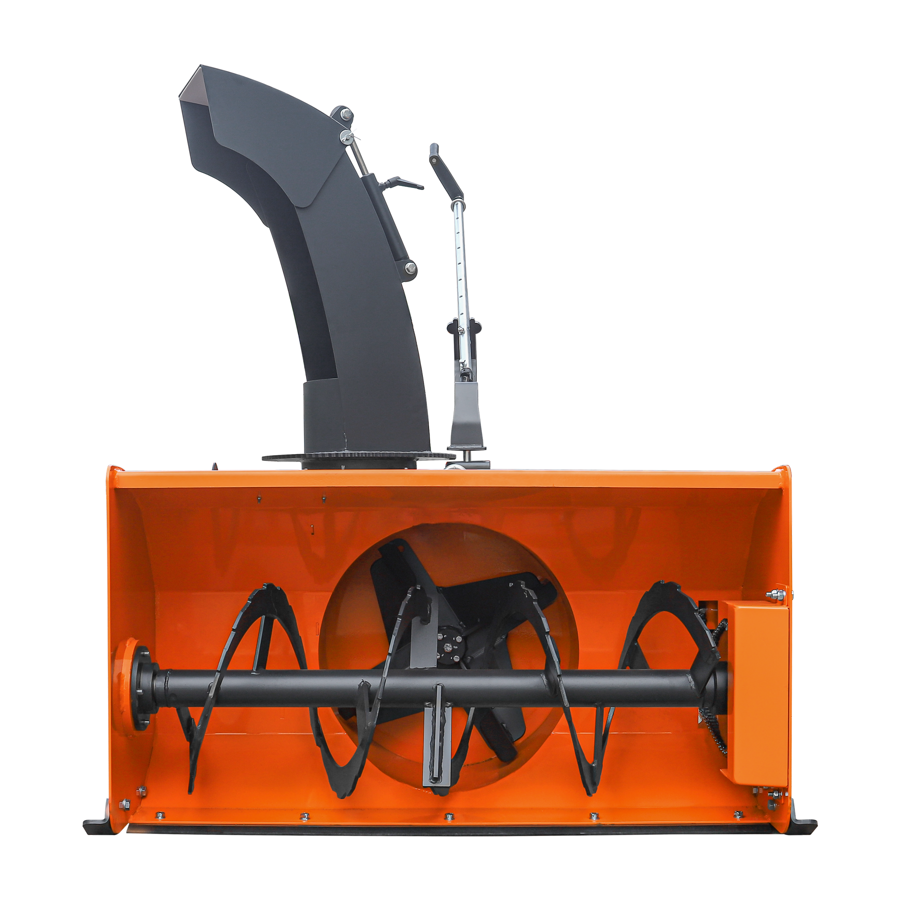 A front view of the Farmry TSB48 48” 3 Point Hitch Snow Blower for 15-35HP tractors, CAT 1, with a 20” impeller, manual 360° chute, and PTO shaft on a plain white background.