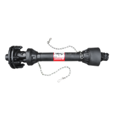 The farmry Snow Blower PTO Shaft (1 Pcs/Kit) for TSB48/60/72/84 features a black mechanical drive shaft with protective end covers, safety chains, and a central red DANGER warning label with hand graphic. Model: 104301A/302A/303A/304A.