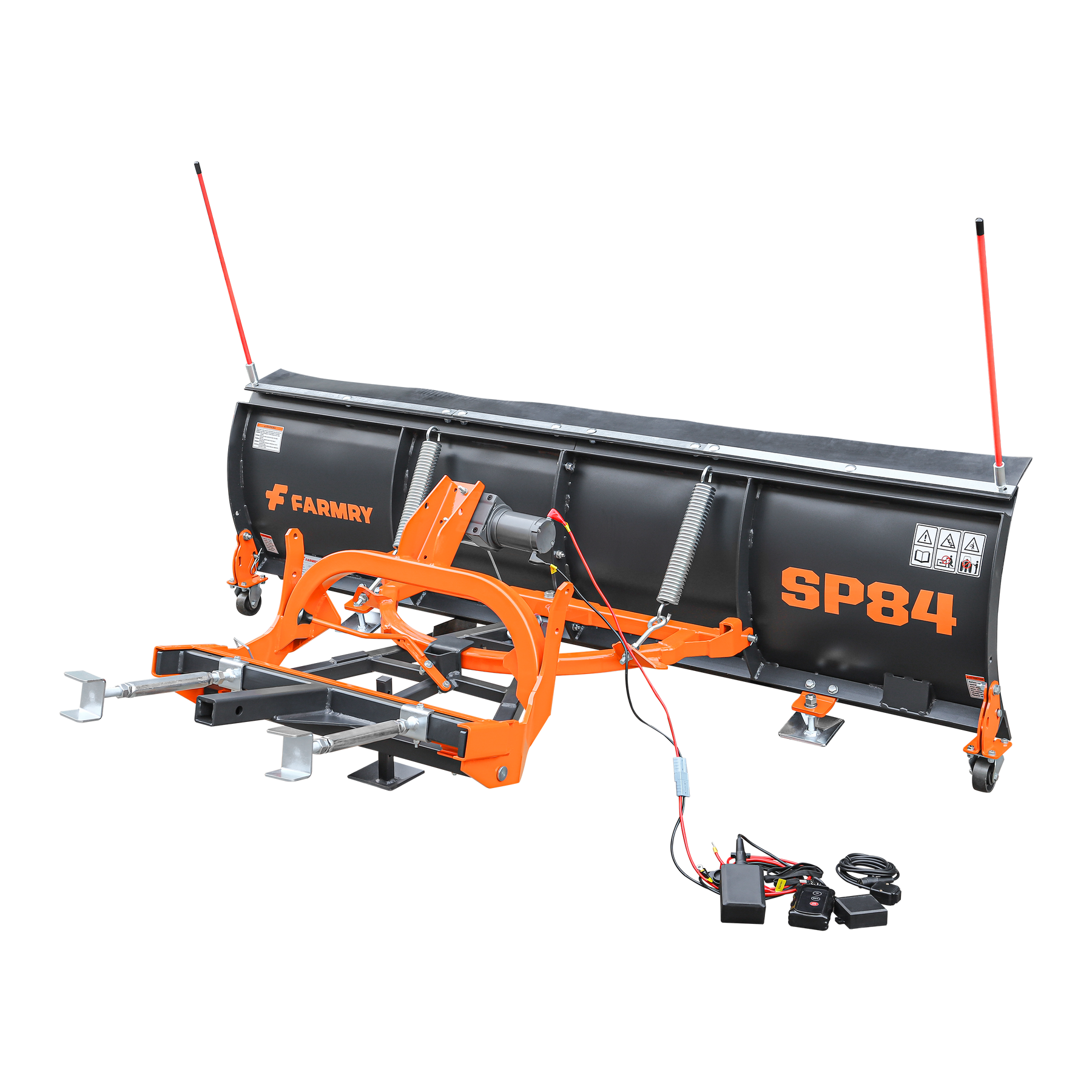 SP84 84" Truck/SUV Front Mount Snow Pusher, Left and Right Angle, 2" Mount Receiver, Wireless Winch Control