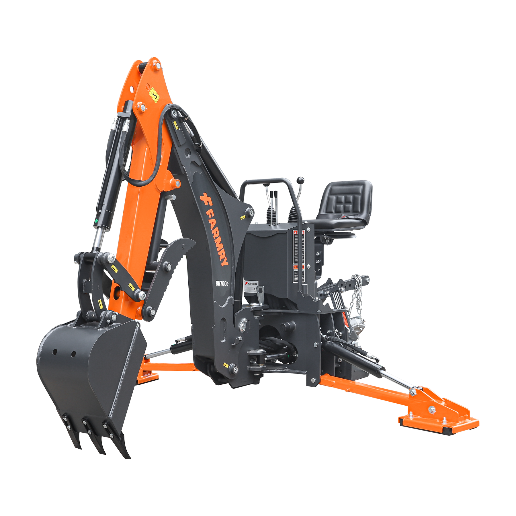 7 ' Tractor Backhoe with Curved Boom, 12" Bucket, Mechanical Grapple Thumb, Self-Contained Gear Pump&Hydraulic Reservoir included, for 25-45 HP, Cat 1&2 Hookup, BH700e