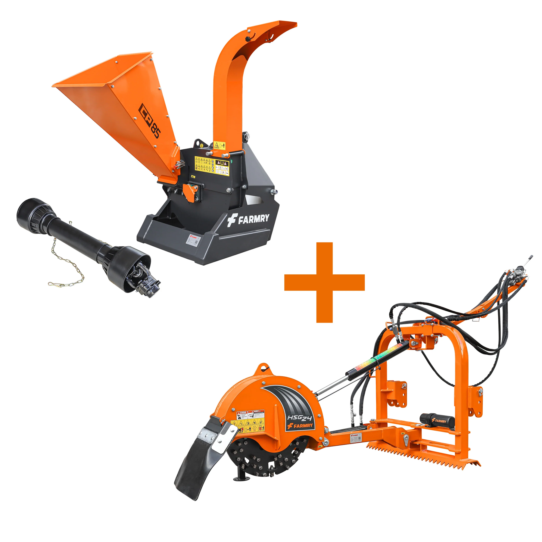 5” PTO Wood Chipper + 24” Hydraulic Stump Grinder PRO Combo for 25–60 HP Tractors (CP85 + HSG24PRO)
