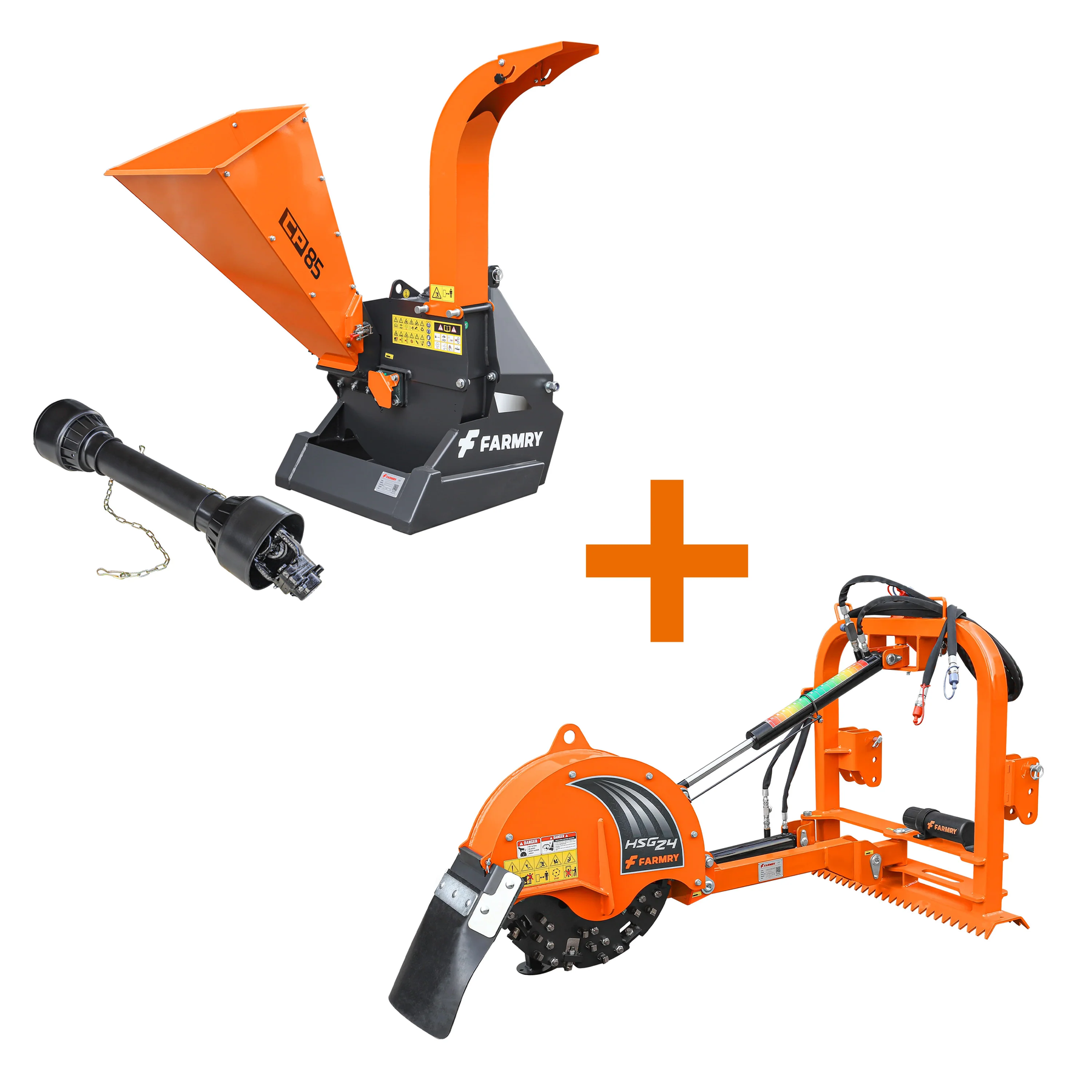 5” PTO Wood Chipper + 24” Hydraulic Stump Grinder Combo for 25–60 HP Tractors (CP85 + HSG24)