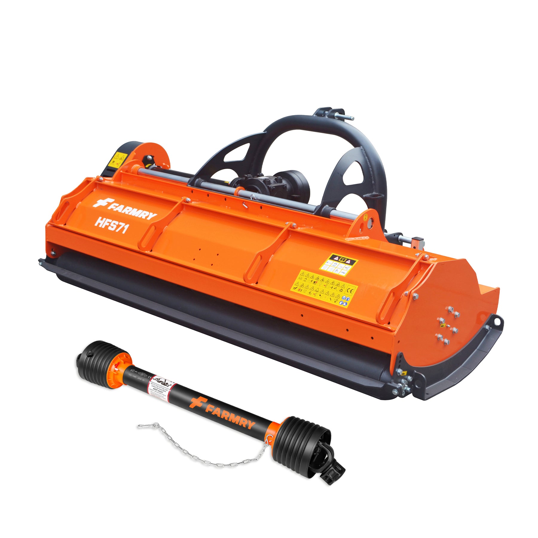 3 Point 71" Flail Mower, PTO Powered 30-85HP Mowing Attachment for Category 1 and 2 Tractors, HFS71