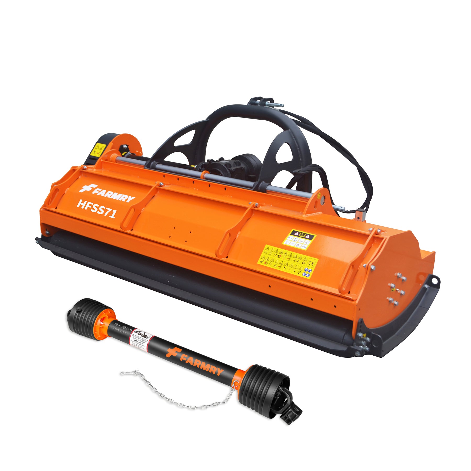 3 Point 71" Flail Mower, PTO Hydraulic Side Shift, 30-85HP Mowing Attachment for Category 1 and 2 Tractors, HFSS71