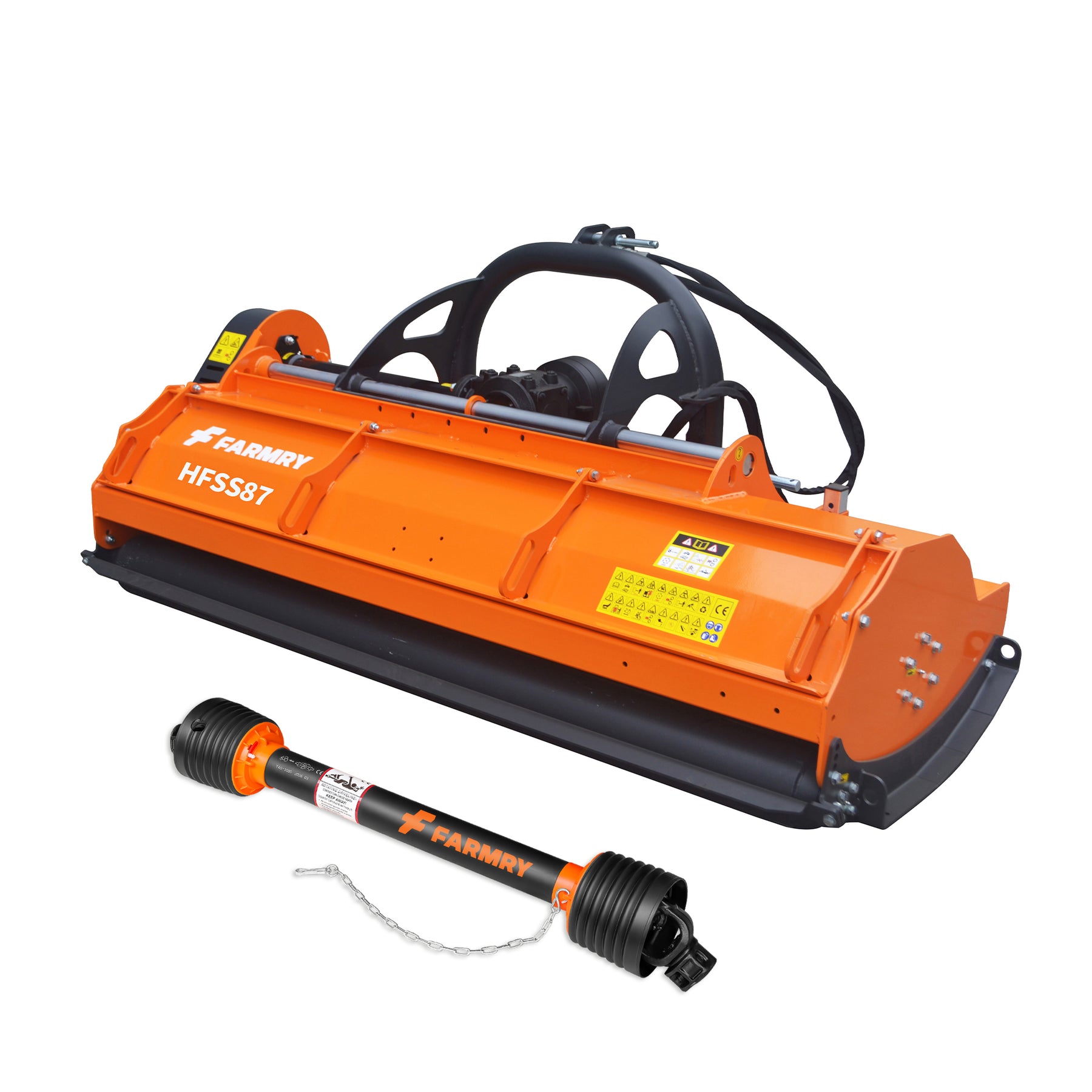 3 Point 87" Flail Mower, PTO Hydraulic Side Shift, 30-85HP Mowing Attachment for Category 1 and 2 Tractors, HFSS87