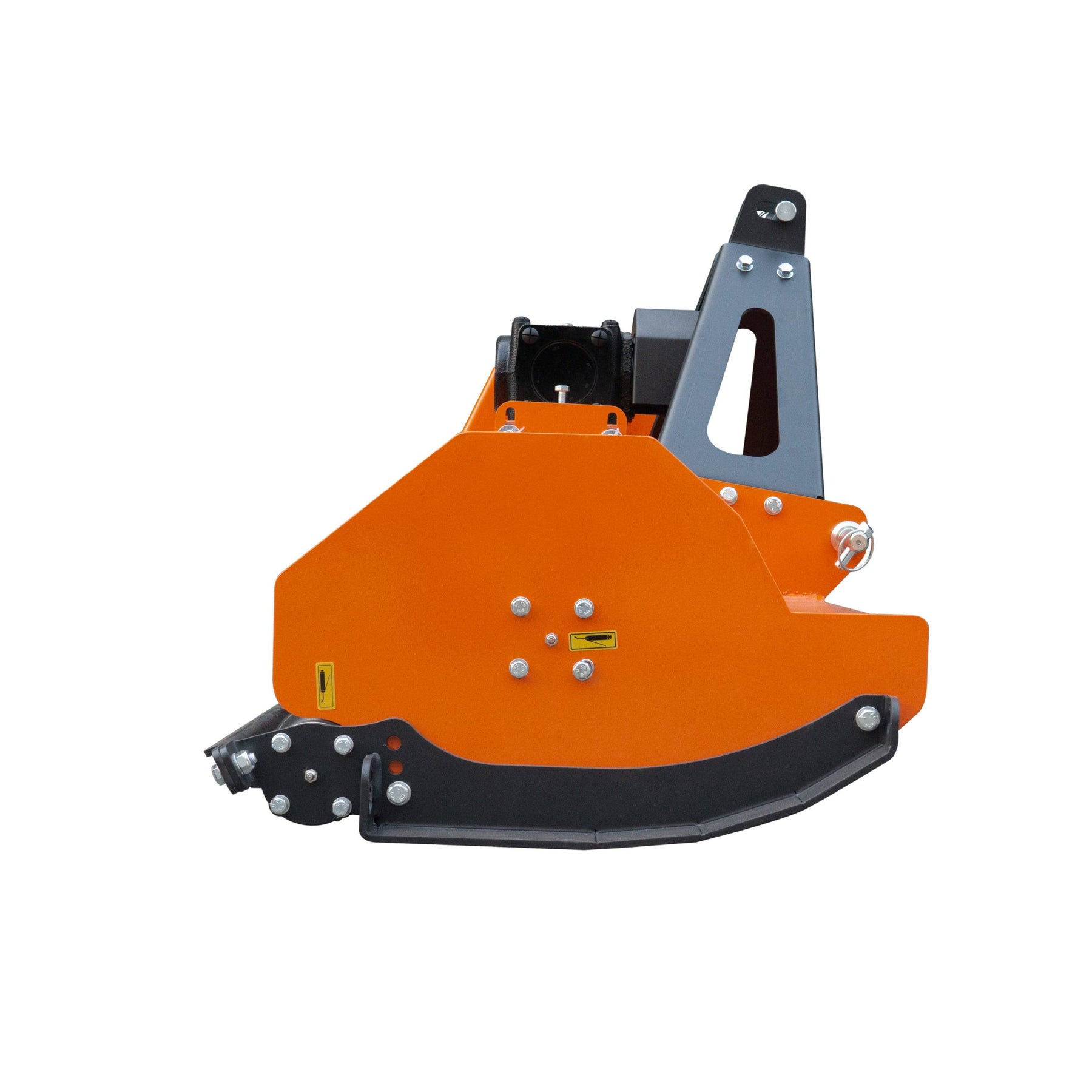The farmry 3 Point 53 Flail Mower (LFS53) is a PTO-powered mowing attachment for Category 1 tractors (15-35HP), featuring a sturdy orange and black metal frame with bolts and plates, shown against a white background.