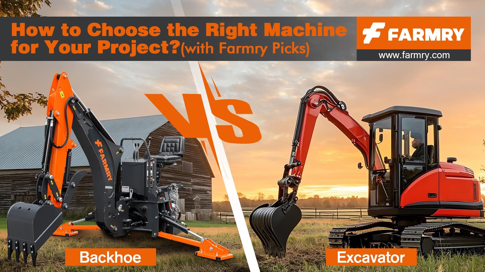 Backhoe vs Excavator: How to Choose the Right Machine for Your Project (with Farmry Picks)