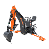 8 '2 " Tractor  Backhoe with Curved Boom, Italian Original WALVOIL Seven Way Hydraulic Control Valve, 15" Bucket, Hydraulic Grapple Thumb,  Self-Contained One-Piece Gear Pump&Hydraulic Reservoir included, for 30-65 HP, Cat 1&2 Hookup, BH820Pro