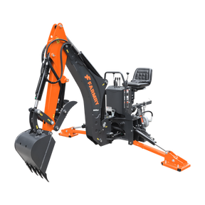 8 '2 " Tractor  Backhoe with Curved Boom, Italian Original WALVOIL Seven Way Hydraulic Control Valve, 15" Bucket, Hydraulic Grapple Thumb,  Self-Contained One-Piece Gear Pump&Hydraulic Reservoir included, for 30-65 HP, Cat 1&2 Hookup, BH820Pro