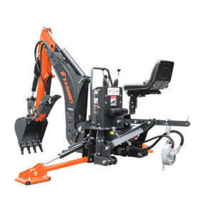8 '2 " Tractor  Backhoe with Curved Boom, Italian Original WALVOIL Seven Way Hydraulic Control Valve, 15" Bucket, Hydraulic Grapple Thumb,  Self-Contained One-Piece Gear Pump&Hydraulic Reservoir included, for 30-65 HP, Cat 1&2 Hookup, BH820Pro