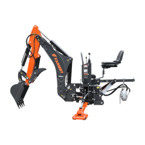 8 '2 " Tractor  Backhoe with Curved Boom, Italian Original WALVOIL Seven Way Hydraulic Control Valve, 15" Bucket, Hydraulic Grapple Thumb,  Self-Contained One-Piece Gear Pump&Hydraulic Reservoir included, for 30-65 HP, Cat 1&2 Hookup, BH820Pro