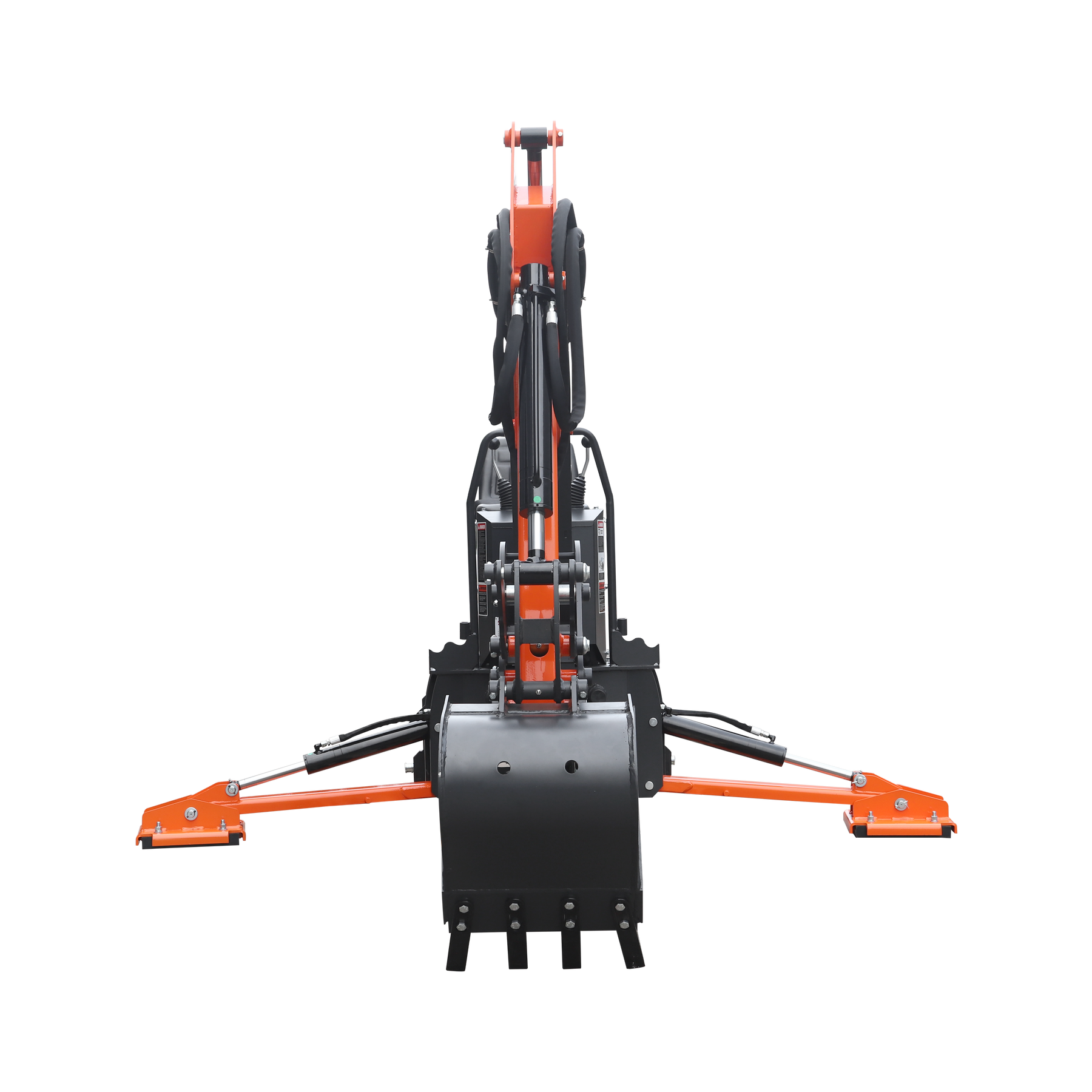 8 '2 " Tractor  Backhoe with Curved Boom, Italian Original WALVOIL Seven Way Hydraulic Control Valve, 15" Bucket, Hydraulic Grapple Thumb,  Self-Contained One-Piece Gear Pump&Hydraulic Reservoir included, for 30-65 HP, Cat 1&2 Hookup, BH820Pro