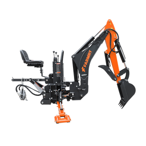 8 '2 " Tractor  Backhoe with Curved Boom, Italian Original WALVOIL Seven Way Hydraulic Control Valve, 15" Bucket, Hydraulic Grapple Thumb,  Self-Contained One-Piece Gear Pump&Hydraulic Reservoir included, for 30-65 HP, Cat 1&2 Hookup, BH820Pro