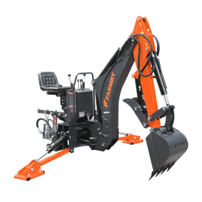 8 '2 " Tractor  Backhoe with Curved Boom, Italian Original WALVOIL Seven Way Hydraulic Control Valve, 15" Bucket, Hydraulic Grapple Thumb,  Self-Contained One-Piece Gear Pump&Hydraulic Reservoir included, for 30-65 HP, Cat 1&2 Hookup, BH820Pro