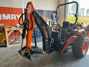 Used 8'2" Tractor  Backhoe with Curved Boom, 15" Bucket, Mechanical Grapple Thumb, Self-Contained Gear Pump&Hydraulic Reservoir included, for 30-65 HP, Cat 1&2 Hookup, BH820e