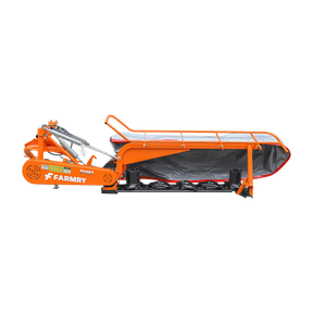 Farmry DHM7 3-point 81" disc mower for Category 1 & 2 tractors (35–80 HP), features 5 discs, PTO power, and protective orange/gray cover. Side view shows hitch, cutting discs, and mechanical parts. Shown on white background.