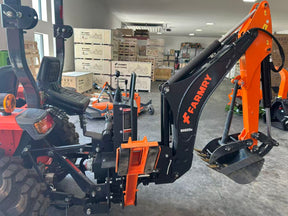 Used 8'2" Tractor  Backhoe with Curved Boom, 15" Bucket, Mechanical Grapple Thumb, Self-Contained Gear Pump&Hydraulic Reservoir included, for 30-65 HP, Cat 1&2 Hookup, BH820e