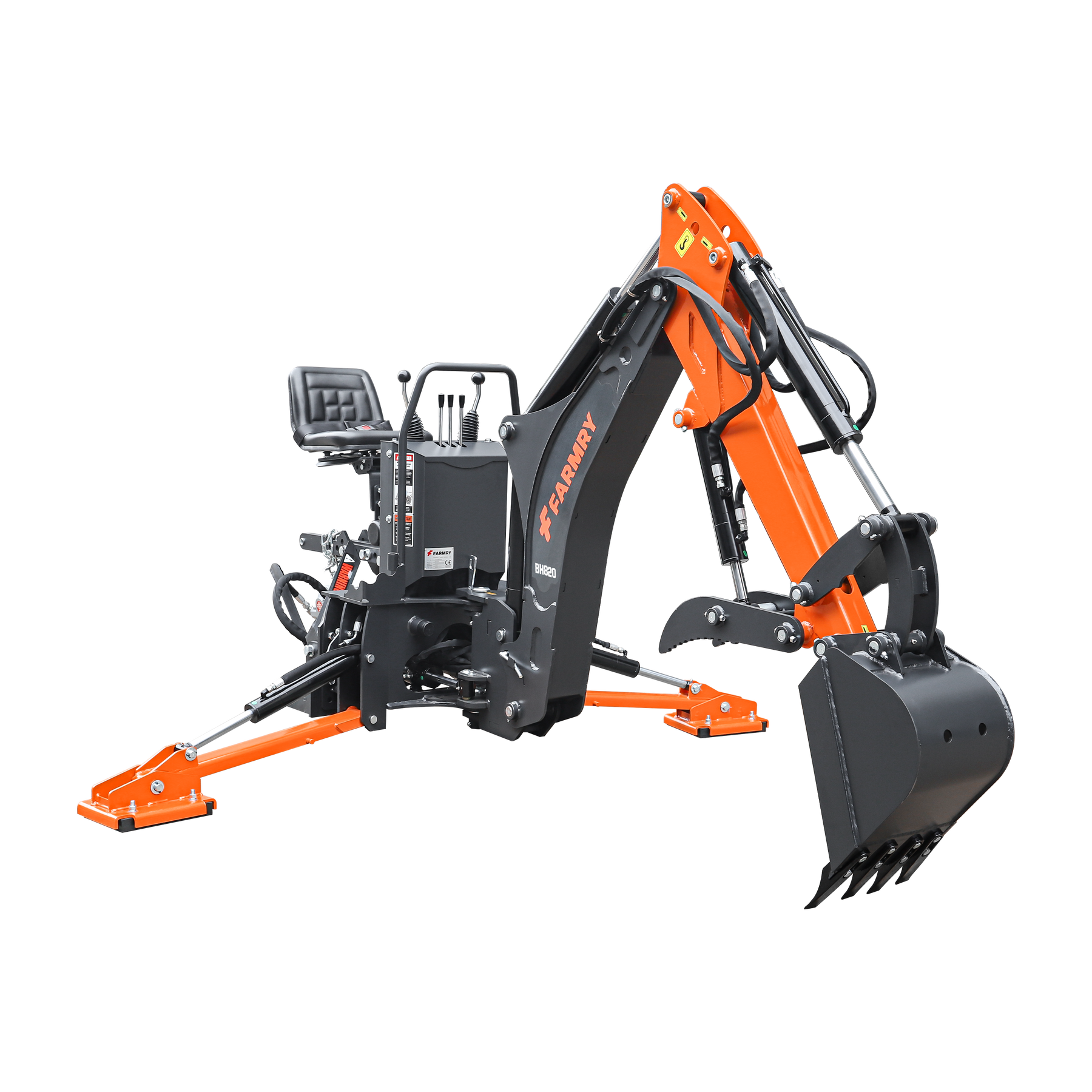 8 '2 " Tractor  Backhoe with Curved Boom, 15" Bucket, Hydraulic Grapple Thumb, Self-Contained Gear Pump&Hydraulic Reservoir included, for 30-65 HP, Cat 1&2 Hookup, BH820