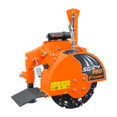 A Farmry SG24 Pro 3-Point PTO Stump Grinder, featuring two torsion springs, speed indicator, 34 carbide teeth, and a slip clutch PTO shaft for 15-45HP tractors, is shown on a light background.