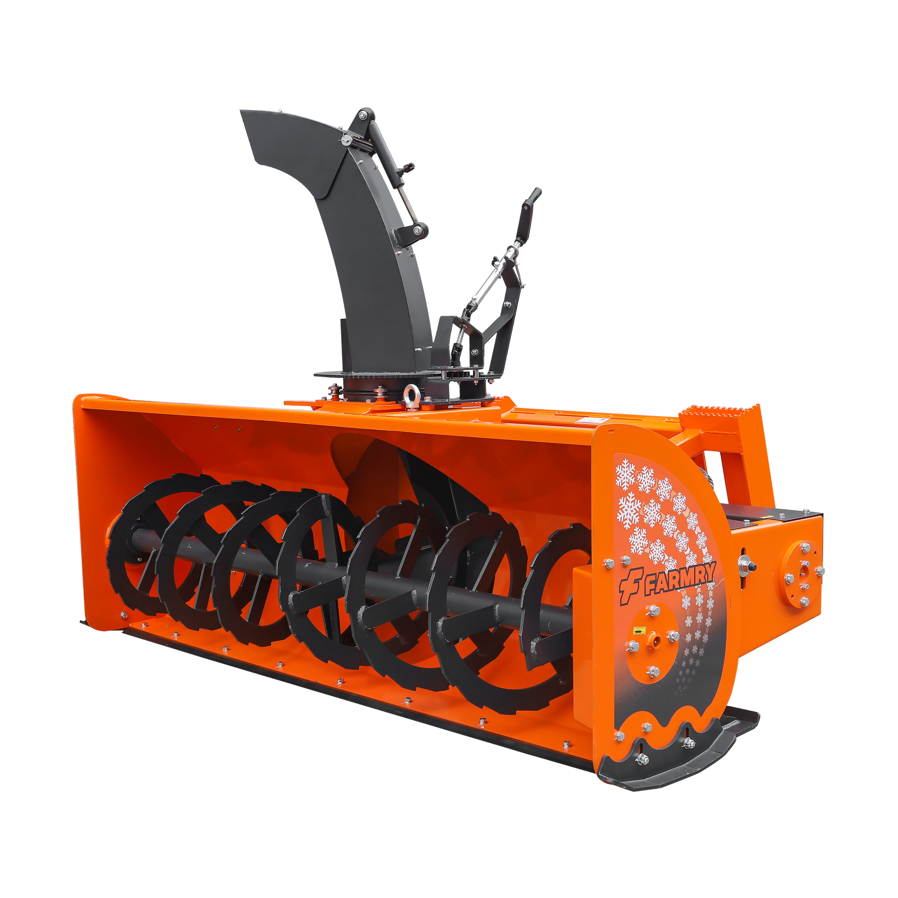 84” Skid Steer Snow Blower, 50-100 HP, REQ.Hydraulic Flow 16 -21GPM , 24” Diameter Impeller, Manual 360° Snow Chute, Snow Shovel for JAM Clearance included,  SSB84