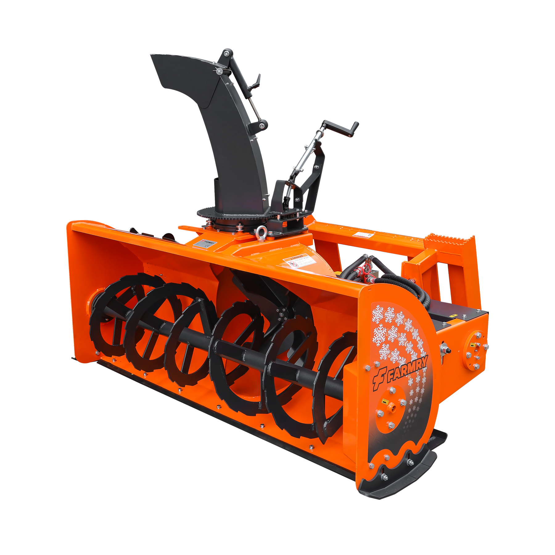 72” Skid Steer Snow Blower, 45-75 HP, REQ.Hydraulic Flow 16 -21GPM , 24” Diameter Impeller,  Manual 360 °Snow Chute,  Snow Shovel for JAM Clearance included, SSB72