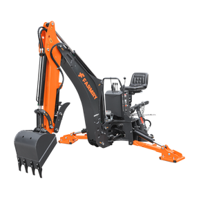 9 '2 " Tractor  Backhoe with Curved Boom, Italian Original WALVOIL Seven Way Hydraulic Control Valve, 18" Bucket, Hydraulic Grapple Thumb,  Self-Contained One-Piece Gear Pump&Hydraulic Reservoir included, for 45-120 HP, Cat 2 Hookup, BH920Pro