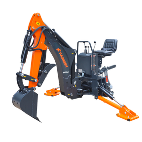 7 ' Tractor  Backhoe with Curved Boom, Italian Original WALVOIL Seven Way Hydraulic Control Valve, 12" Bucket, Hydraulic Grapple Thumb,  Self-Contained One-Piece Gear Pump&Hydraulic Reservoir included, for 25-45 HP, Cat 1&2 Hookup, BH700Pro