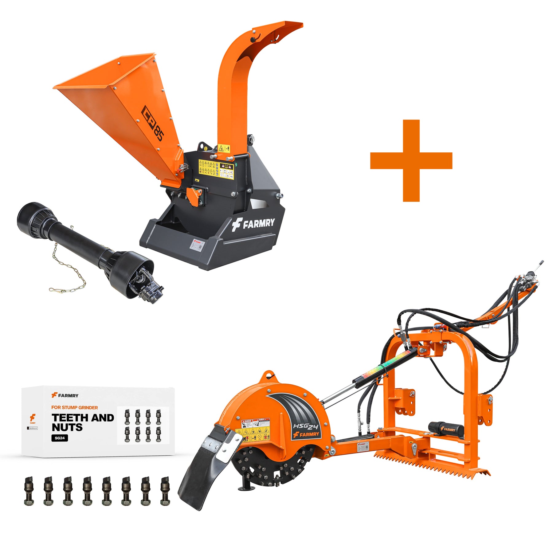 5” PTO Wood Chipper + 24” Hydraulic Stump Grinder PRO Combo for 25–60 HP Tractors (CP85 + HSG24PRO)