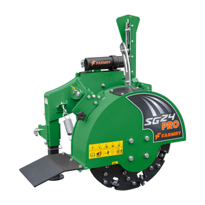 3-Point PTO Stump Grinder PRO, Two Torsion Springs, Speed Indicator, 34 Carbide Teeth, for 15-45HP Tractors, PTO Shaft Included with Slip Clutch. SG24 Pro