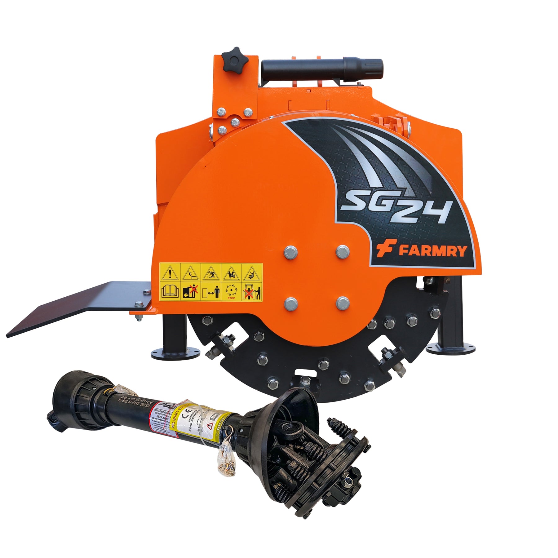 3-Point PTO Stump Grinder, 34 Carbide Teeth, for 15-45HP Tractors, PTO Shaft Included with Slip Clutch, SG24 - Farmry