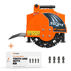 3-Point PTO Stump Grinder, 34 Carbide Teeth, for 15-45HP Tractors, PTO Shaft Included with Slip Clutch, SG24 tree stumps grinder