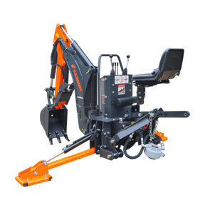 7 ' Tractor  Backhoe with Curved Boom, Italian Original WALVOIL Seven Way Hydraulic Control Valve, 12" Bucket, Hydraulic Grapple Thumb,  Self-Contained One-Piece Gear Pump&Hydraulic Reservoir included, for 25-45 HP, Cat 1&2 Hookup, BH700Pro