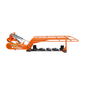 The Farmry DHM7 is an orange 3-point disc mower with a metal frame, hydraulic components, and five visible discs. It features an 81" cutting width and PTO power for Category 1 & 2 tractors (35–80HP), perfect for mowing large fields. Plain white background.