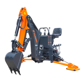 7 ' Tractor  Backhoe with Curved Boom, 12" Bucket, Mechanical Grapple Thumb, Self-Contained Gear Pump&Hydraulic Reservoir included, for 25-45 HP, Cat 1&2 Hookup, BH700e