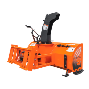 84” Skid Steer Snow Blower, 50-100 HP, REQ.Hydraulic Flow 16 -21GPM , 24” Diameter Impeller, Manual 360° Snow Chute, Snow Shovel for JAM Clearance included,  SSB84