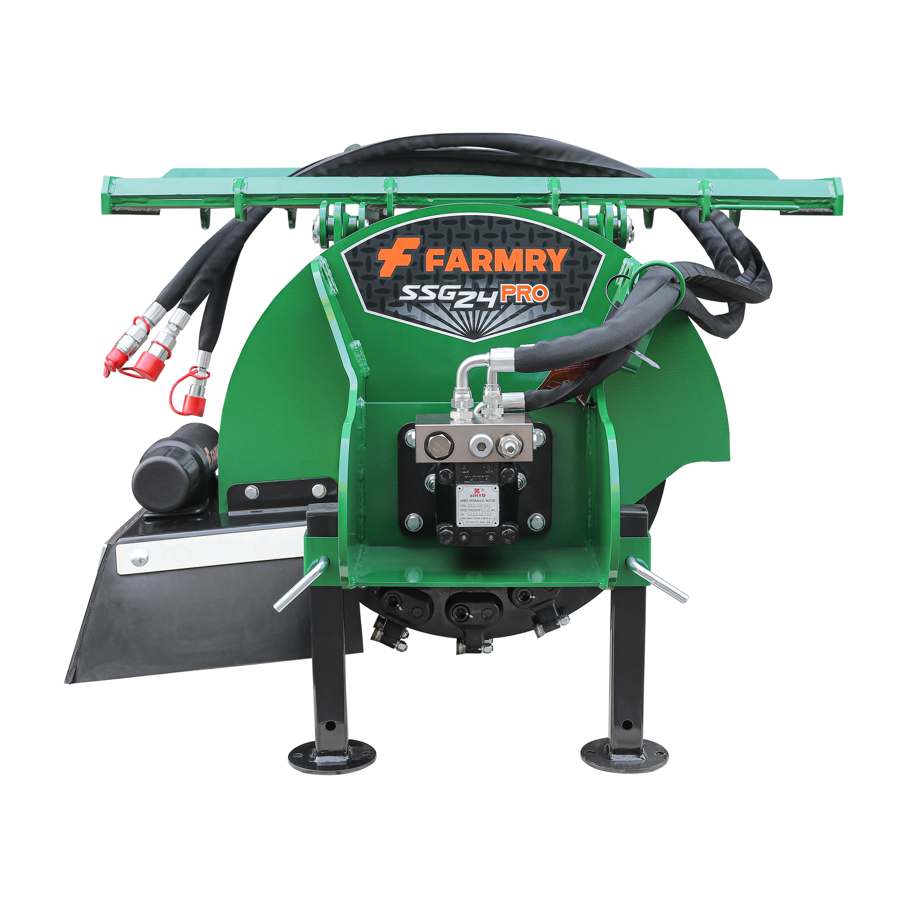 24 inch Skid Steer Loader Stump Grinder with Flexible Coupling and 3 Time Indexing Carbide Teeth, 18 to 23GPM, SSG24PRO(Green)