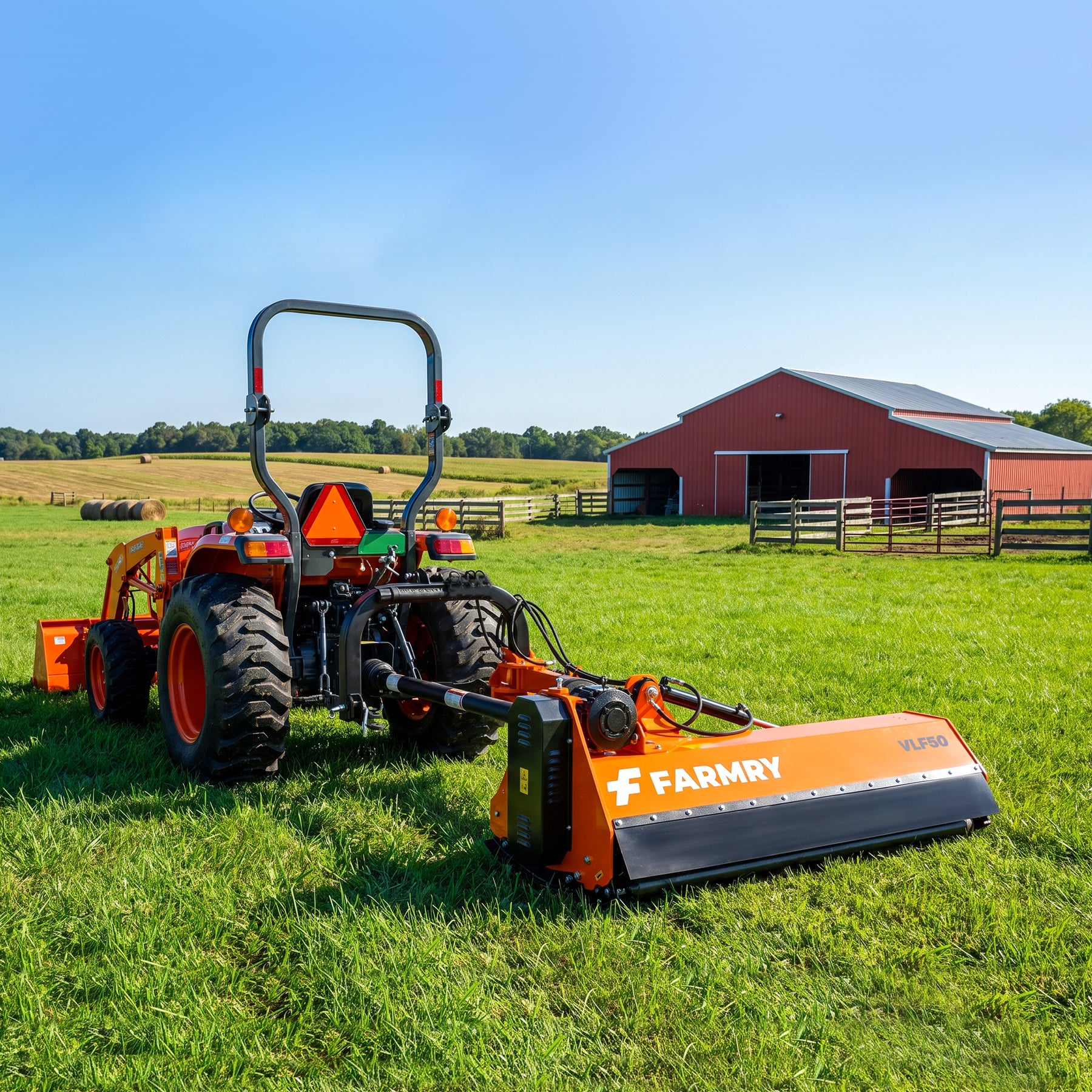 3 Point 50" Hydraulic Offset Flail Ditch Bank Mower for Category 1 Tractors, 25-45HP, VLF50