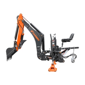 9 '2 " Tractor  Backhoe with Curved Boom, Italian Original WALVOIL Seven Way Hydraulic Control Valve, 18" Bucket, Hydraulic Grapple Thumb,  Self-Contained One-Piece Gear Pump&Hydraulic Reservoir included, for 45-120 HP, Cat 2 Hookup, BH920Pro