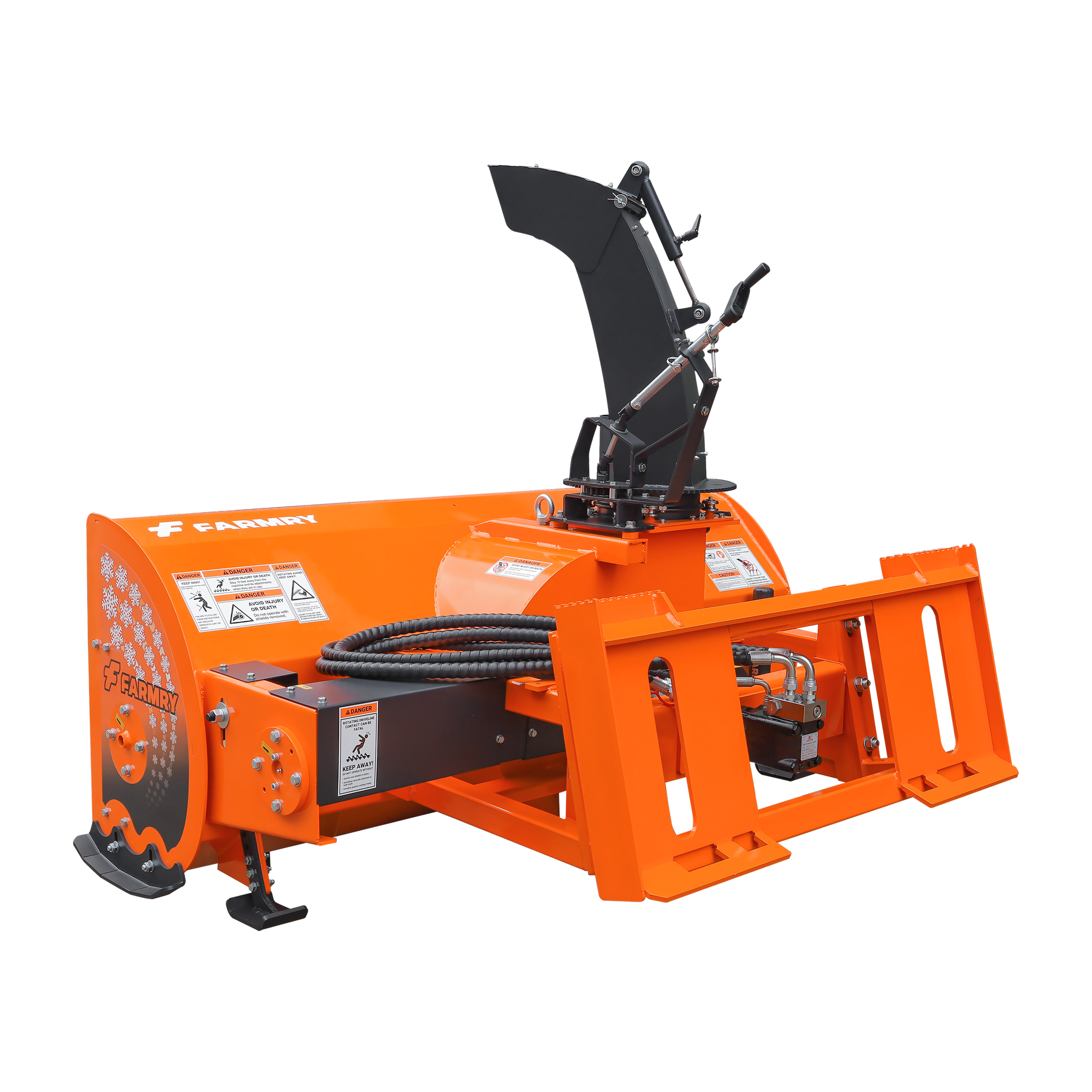 72” Skid Steer Snow Blower, 45-75 HP, REQ.Hydraulic Flow 16 -21GPM , 24” Diameter Impeller,  Manual 360 °Snow Chute,  Snow Shovel for JAM Clearance included, SSB72