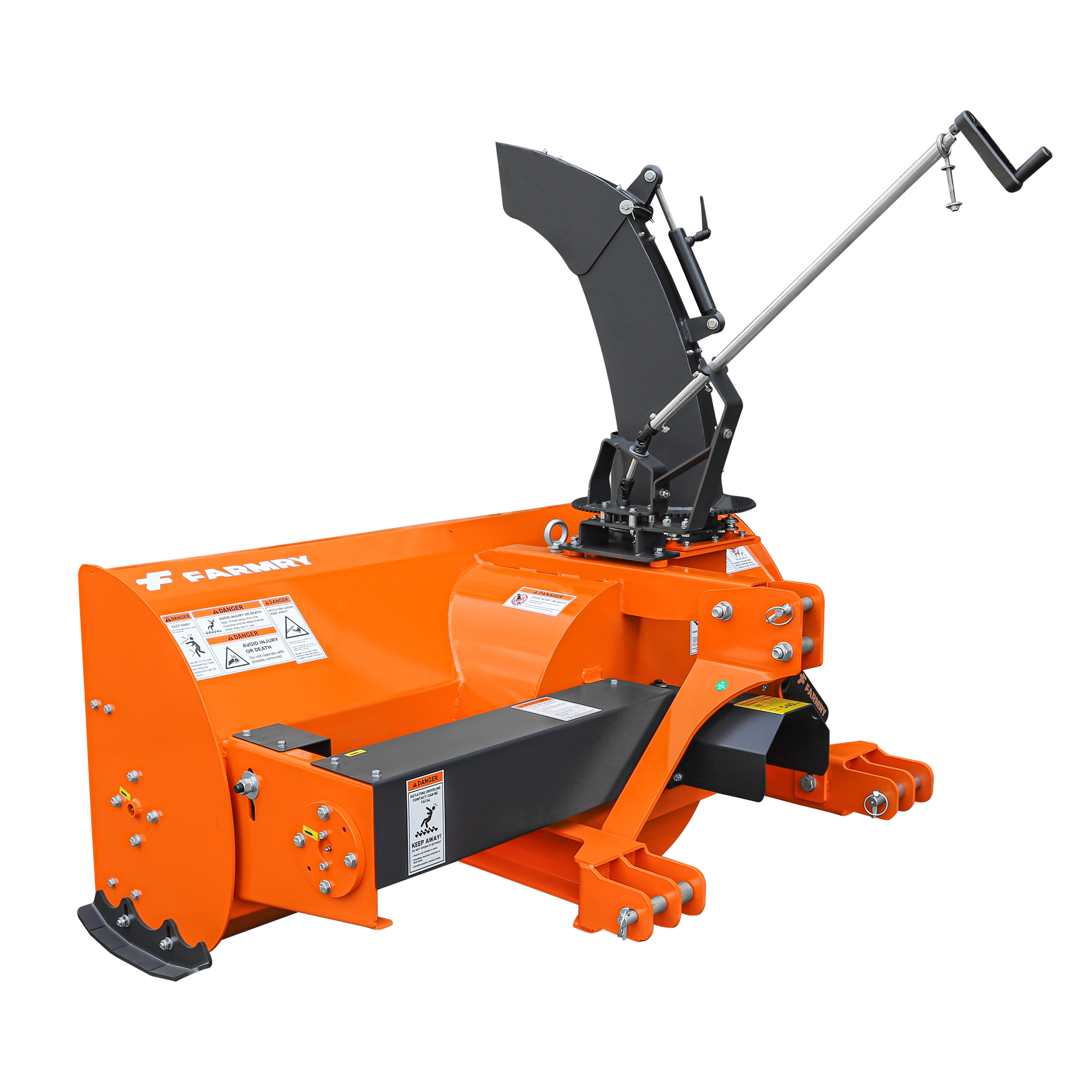 72” 3 Point Hitch Snow Blower for 25-65HP Tractor, CAT 1&2, 24” Impeller diameter, Manual 360 ° Snow Chute, Snow Shovel for JAM Clearance and PTO Shaft with Cluth included, TSB72