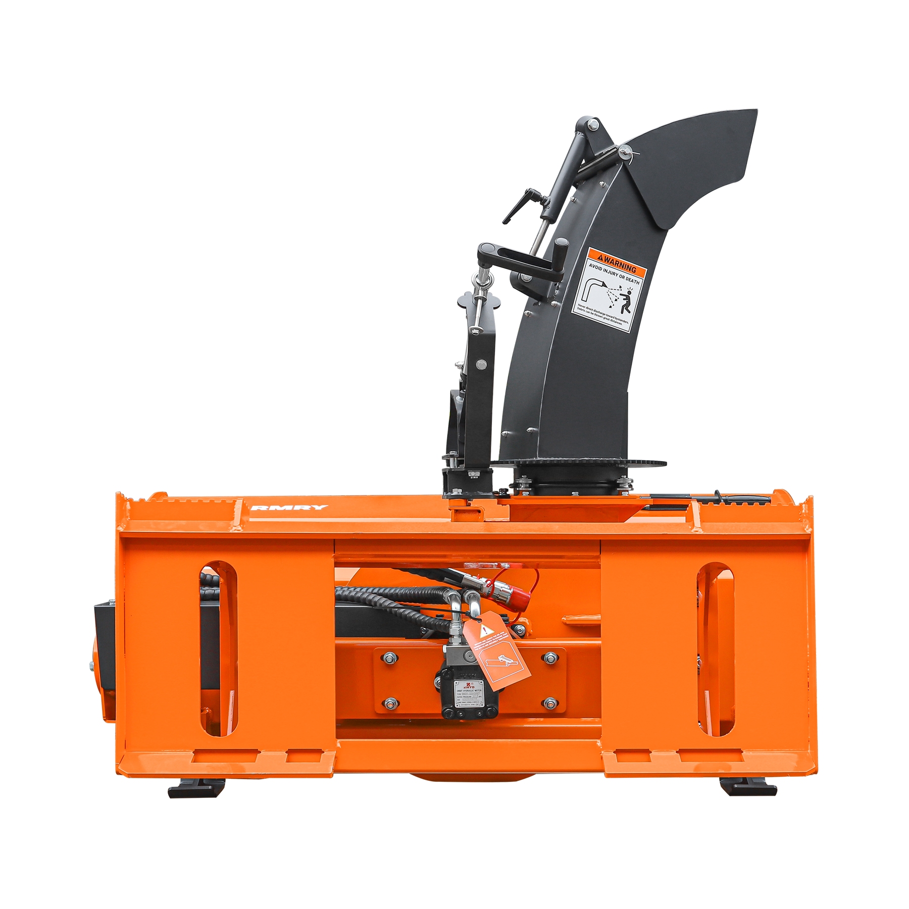 60” Skid Steer Snow Blower, 30-75 HP, REQ.Hydraulic Flow 16 -21GPM , 22” Diameter Impeller,  Manual 360 °Snow Chute,  Snow Shovel for JAM Clearance included, SSB60