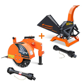 5” PTO Wood Chipper + Stump Grinder Bundle for 15–45HP Tractors | WCAP130 + SG24 Combo