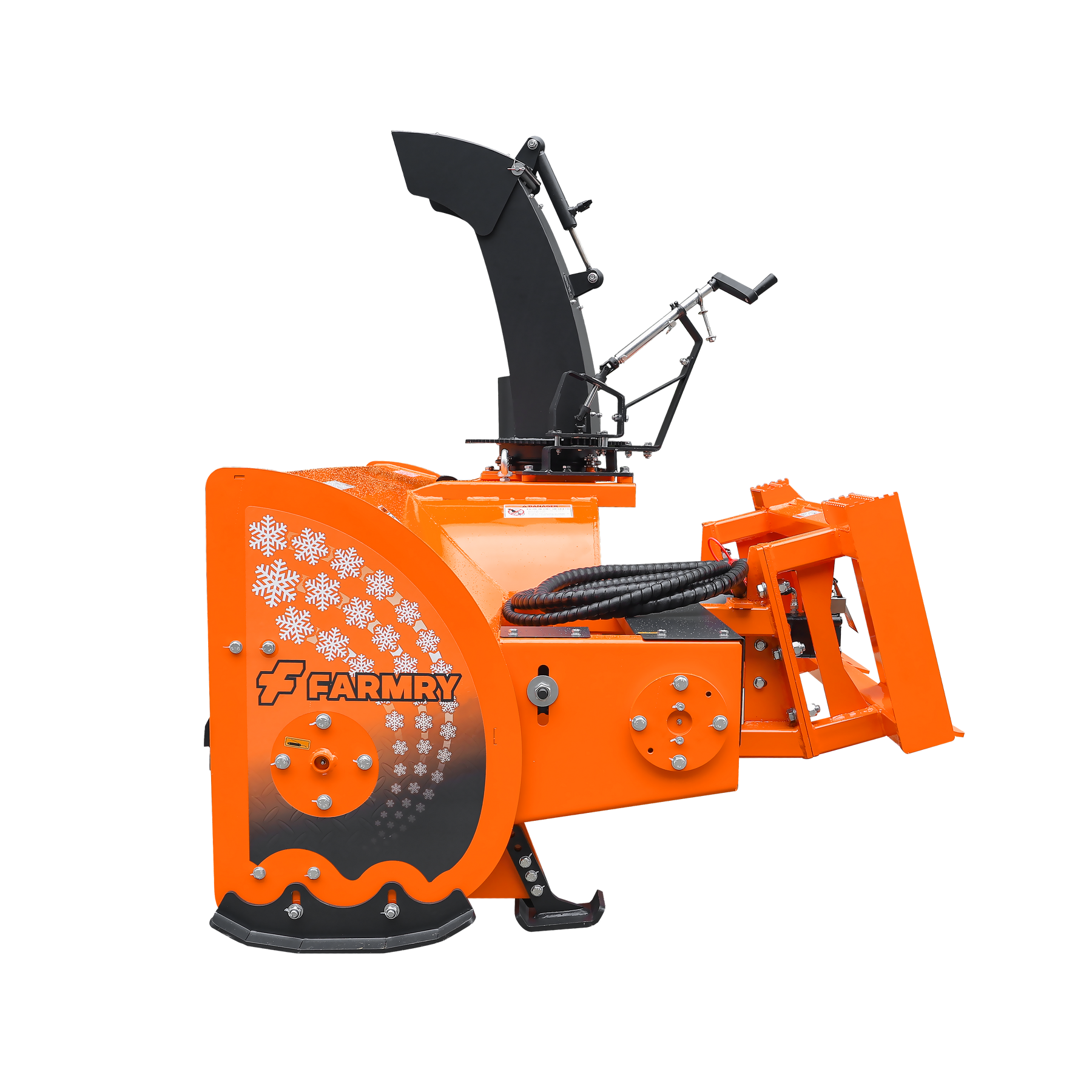 84” Skid Steer Snow Blower, 50-100 HP, REQ.Hydraulic Flow 16 -21GPM , 24” Diameter Impeller, Manual 360° Snow Chute, Snow Shovel for JAM Clearance included,  SSB84