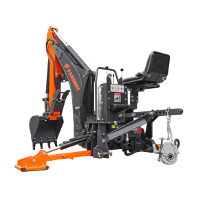 9 '2 " Tractor  Backhoe with Curved Boom, 18" Bucket, Hydraulic Grapple Thumb, Self-Contained Gear Pump&Hydraulic Reservoir included, for 45-120 HP, Cat 2 Hookup, BH920