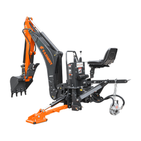 9 '2 " Tractor  Backhoe with Curved Boom, Italian Original WALVOIL Seven Way Hydraulic Control Valve, 18" Bucket, Hydraulic Grapple Thumb,  Self-Contained One-Piece Gear Pump&Hydraulic Reservoir included, for 45-120 HP, Cat 2 Hookup, BH920Pro