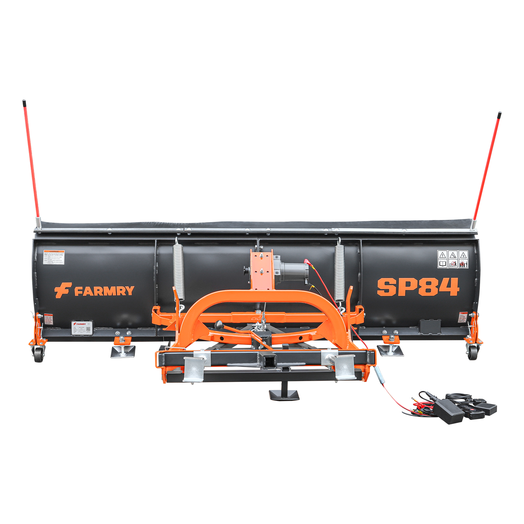 SP84 84" Truck/SUV Front Mount Snow Pusher, Left and Right Angle, 2" Mount Receiver, Wireless Winch Control